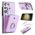 thumbnail image 1 of Phone Case for Samsung Galaxy S24 Ultra Wallet Cell Cover with Crossbody Strap, Ring Stand RFID Blocking Credit Card Holder Shockproof Drop Protective Case for Galaxy S24 Ultra Women Girls, Purple, 1 of 10
