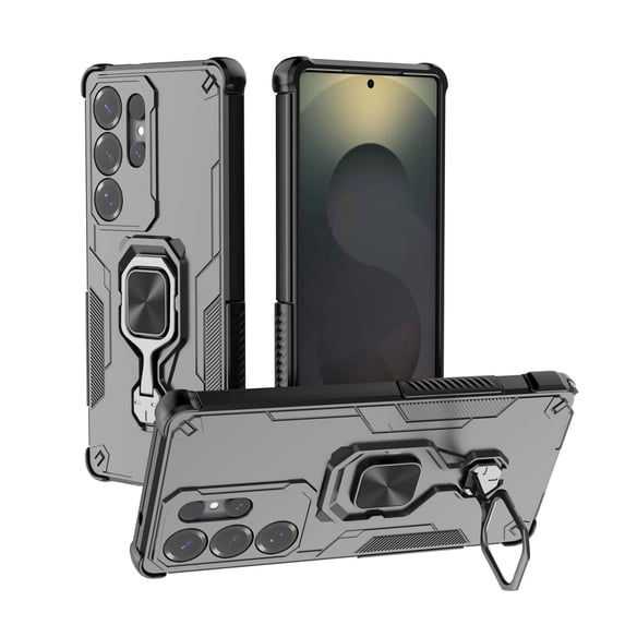 Phone Case for Samsung Galaxy S25 with 360° Rotating Ring Holder Stand, Hybrid Shockproof Cover for Galaxy S25, Luxury Slim Fit Lightweight Drop Protective Rugged for Women Men, Black