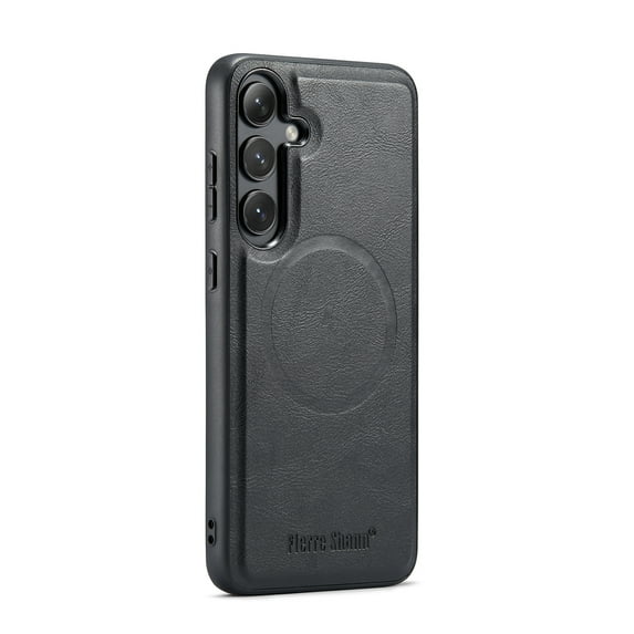 Phone Case for Samsung Galaxy S25, Compatible with MagSafe, PU Leather Back Case, Vintage Protective Ultra Slim Shockproof Classic Durable Magnetic Phone Case for Galaxy S25, Black