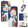 thumbnail image 1 of Phone Case for Samsung Galaxy S25 Edge, Luxury Christmas Pattern Card Slots Cash Pocket Magnetic Clasp Full Body Protection Shockproof Kickstand Wallet Flip Case with Wrist Strap for S25 Edge, C, 1 of 9