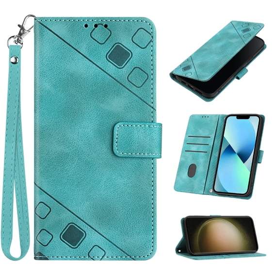 Phone Case for Samsung Galaxy S25 Plus Case, Premium PU Leather Card Holder Wrist Strap Magnetic Closure Flip Stand Function TPU Interior Book Cover for Samsung Galaxy S25 Plus Wallet Case, Green