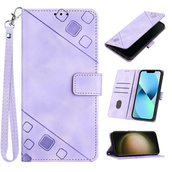 Phone Case for Samsung Galaxy S25 Plus Case, Premium PU Leather Card Holder Wrist Strap Magnetic Closure Flip Stand Function TPU Interior Book Cover for Samsung Galaxy S25 Plus Wallet Case, Black