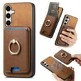 thumbnail image 1 of Phone Case for Samsung Galaxy S25, Ultra Slim Phone Grip Ring Stand PU Leather Detachable Magnetic Credit Card Holder Drop Protective Case Cover Compatible with Samsung Galaxy S25, Brown, 1 of 6