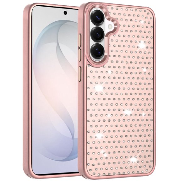 Phone Case for Samsung Galaxy S26 FE /Fan Edition Luxury Diamond Bling Sparkle Chrome Metallic Edge Shockproof Durable Protective Stylish Premium Hybrid Design Cover Gold