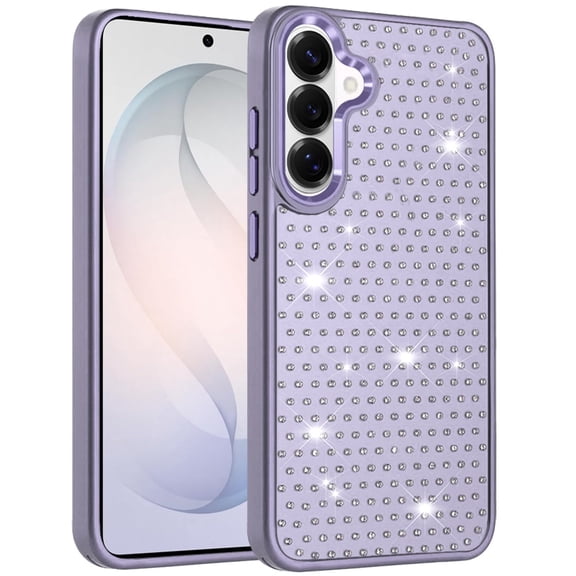 Phone Case for Samsung Galaxy S26 FE /Fan Edition Luxury Diamond Bling Sparkle Chrome Metallic Edge Shockproof Durable Protective Stylish Premium Hybrid Design Cover Purple