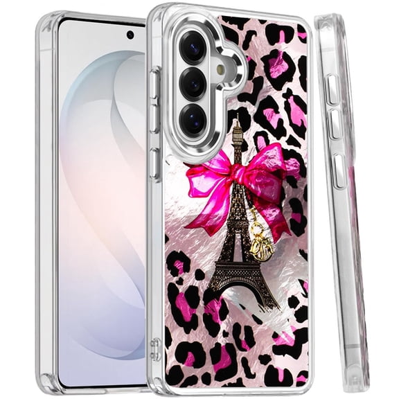 Phone Case for Samsung Galaxy S26 FE /Fan Edition Luxury Glitter Epoxy Design Chrome Metallic Edge Shockproof Protective Stylish Fashion Durable Slim Premium Finish Cover Pink