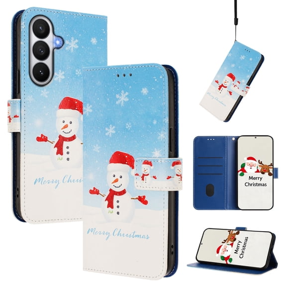Phone Case for Samsung Galaxy S26 Plus, Luxury Christmas Pattern Card Slots Cash Pocket Magnetic Clasp Full Body Protection Shockproof Kickstand Wallet Flip Case with Wrist Strap for S26 Plus, B