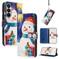 thumbnail image 1 of Phone Case for Samsung Galaxy S26 Plus, Luxury Christmas Pattern Card Slots Cash Pocket Magnetic Clasp Full Body Protection Shockproof Kickstand Wallet Flip Case with Wrist Strap for S26 Plus, C, 1 of 8