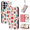 thumbnail image 1 of Phone Case for Samsung Galaxy S26 Ultra, Luxury Christmas Pattern Card Slots Cash Pocket Magnetic Clasp Full Body Protection Shockproof Kickstand Wallet Flip Case with Wrist Strap for S26 Ultra, A, 1 of 7