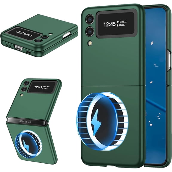 Phone Case for Samsung Galaxy Z Flip 3,Compatible with MagSafe Dual Layer Military Grade Drop Shockproof Anti-Scratch with Wireless Charging Case for Galaxy Z Flip 3 6.7'' CX -Blackish Green