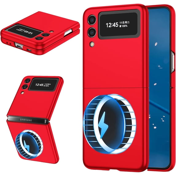 Phone Case for Samsung Galaxy Z Flip 3,Compatible with MagSafe Dual Layer Military Grade Drop Shockproof Anti-Scratch Works with Wireless Charging Case for Galaxy Z Flip 3 6.7'' CX -Red