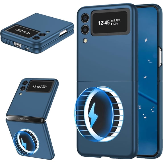 Phone Case for Samsung Galaxy Z Flip 3,Compatible with MagSafe Dual Layer Military Grade Drop Shockproof Anti-Scratch Works with Wireless Charging Case for Galaxy Z Flip 3 6.7'' CX -Navy Blue
