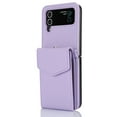 thumbnail image 1 of Phone Case for Samsung Galaxy Z Flip 3 Wallet Cover with RFID Blocking Crossbody Wrist Strap Stand Credit Card Holder Kickstand Leather TPU ZFlip3 Women Men Cover,Lightpurple, 1 of 14