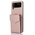 thumbnail image 1 of Phone Case for Samsung Galaxy Z Flip 3 Wallet Cover with RFID Blocking Crossbody Wrist Strap Stand Credit Card Holder Kickstand Leather TPU ZFlip3 Women Men Cover,Rosegold, 1 of 14