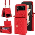 thumbnail image 1 of Phone Case for Samsung Galaxy Z Flip 4 5G 2022 Wallet Cover with RFID Blocking Crossbody Wrist Strap Stand Credit Card Holder Leather Lanyard Cell Accessories ZFlip4 Z4 Flip4 4Z Women Men Red, 1 of 13