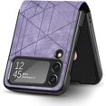 thumbnail image 1 of Phone Case for Samsung Galaxy Z Flip 4 5G Sculpture Geometrical Pattern Slim Phone Cover Premium Shockproof Matting Hard PU Back & Anti-Slip Microfiber Inner Strip Stand Protector - Purple, 1 of 14