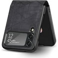 thumbnail image 1 of Phone Case for Samsung Galaxy Z Flip 4 5G Sculpture Geometrical Pattern Slim Phone Cover Premium Shockproof Matting Hard PU Back & Anti-Slip Microfiber Inner Strip Stand Protector - Black, 1 of 14
