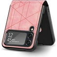 thumbnail image 1 of Phone Case for Samsung Galaxy Z Flip 4 5G Sculpture Geometrical Pattern Slim Phone Cover Premium Shockproof Matting Hard PU Back & Anti-Slip Microfiber Inner Strip Stand Protector - Pink, 1 of 14