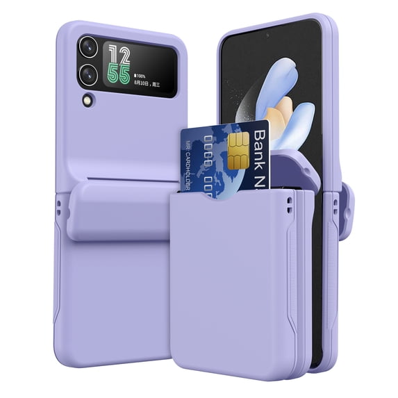 Phone Case for Samsung Galaxy Z Flip 4, Premium Modern Neat Style Spring-Loaded Hinge Cover Wallet Case Card Slot Hard PC Matte Shockproof for Men Women for Samsung Galaxy Z Flip 4, Purple