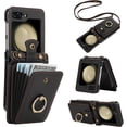 thumbnail image 1 of Phone Case for Samsung Galaxy Z Flip 5 5G 2023 Wallet Cell Cover with Crossbody Strap Ring Stand RFID Credit Card Holder Leather Accessories ZFlip5 Z5 G Flip5 5Z Women Men Girls Black, 1 of 14