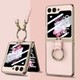 thumbnail image 1 of Phone Case for Samsung Galaxy Z Flip 6 Case, with Small Screen Protector and Ring Holder & Adjustable Strap Electroplated Frame Ultra-Thin Case Cover for Samsung Galaxy Z Flip 6 5G - Pink, 1 of 9