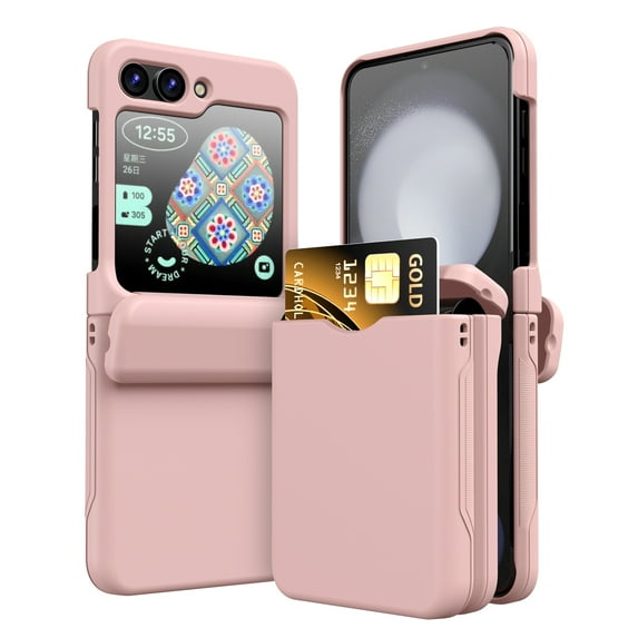 Phone Case for Samsung Galaxy Z Flip 6, Premium Modern Neat Style Spring-Loaded Hinge Cover Wallet Case Card Slot Hard PC Matte Shockproof for Men Women for Samsung Galaxy Z Flip 6, Pink