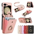 thumbnail image 1 of Phone Case for Samsung Galaxy Z Flip 7 FE / Z Flip 6 Wallet Cell Cover with Crossbody Strap, Ring Stand RFID Blocking Credit Card Holder Shockproof Drop Protective Case for Women Girls, Rosegold, 1 of 10