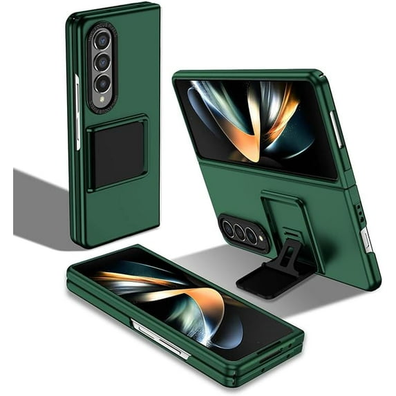 Phone Case for Samsung Galaxy Z Fold 3 5G 2021 with Slide Camera Cover Kickstand Stand Slim Protective Mobile Hard Hybrid Back Cell Accessories ZFold3 Z3 Fold3 3Z ZFold35G Women Men Green