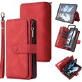 thumbnail image 1 of Phone Case for Samsung Galaxy Z Fold 4 5G (2022), Galaxy Z Fold 4 Wallet Case, Luxury Folio Flip Leather Cover[Zipper Pocket] [Wrist Strap][Kickstand] for Samsung Galaxy Z Fold 4 5G 7.6 inch, Red, 1 of 8