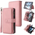 thumbnail image 1 of Phone Case for Samsung Galaxy Z Fold 4 5G (2022), Galaxy Z Fold 4 Wallet Case, Luxury Folio Flip Leather Cover[Zipper Pocket] [Wrist Strap][Kickstand] for Samsung Galaxy Z Fold 4 5G 7.6 inch, Pink, 1 of 8