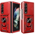 thumbnail image 1 of Phone Case for Samsung Galaxy Z Fold 4 with Slide Camera Window, Heavy Duty Protection Phone Cover Case with Ring Kickstand for Samsung Galaxy Z Fold 4 SJ Red, 1 of 8