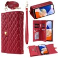 thumbnail image 1 of Phone Case for Samsung S21 FE,Wallet Case Women 【RFID Blocking】 Crossbody Strap PU Leather Zipper with Wrist Lanyard Magnetic Flip Cover Credit Card Holder for Samsung Galaxy S21 FE, Red, 1 of 9