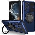 thumbnail image 1 of Phone Case for Samsung S22 Ultra Case with Ring Magnetic Fits Wireless Charger, 2 in 1 Soft TPU and Hard PC Cover Samsung Galaxy S22 Ultra Case Shockproof Rugged Black (Blue), 1 of 17