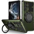 thumbnail image 1 of Phone Case for Samsung S22 Ultra Case with Ring Magnetic Fits Wireless Charger, 2 in 1 Soft TPU and Hard PC Cover Samsung Galaxy S22 Ultra Case Shockproof Rugged Black (Green), 1 of 17
