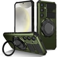 thumbnail image 1 of Phone Case for Samsung S24 Plus Case with Ring Magnetic Fits Wireless Charger, 2 in 1 Soft TPU and Hard PC Cover Samsung Galaxy S24 Plus Case Shockproof Rugged Green (Green), 1 of 16