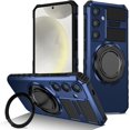 thumbnail image 1 of Phone Case for Samsung S24 Plus Case with Ring Magnetic Fits Wireless Charger, 2 in 1 Soft TPU and Hard PC Cover Samsung Galaxy S24 Plus Case Shockproof Rugged Green (Blue), 1 of 17