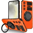 thumbnail image 1 of Phone Case for Samsung S24 Plus Case with Ring Magnetic Fits Wireless Charger, 2 in 1 Soft TPU and Hard PC Cover Samsung Galaxy S24 Plus Case Shockproof Rugged Green (Orange), 1 of 16