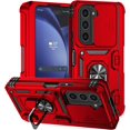 thumbnail image 1 of Phone Case for Samsung Z Fold 6 Case with Ring Holder Camera Lens Protector Slide Cover Black Shockproof Samsung Galaxy Z Fold 6 Case Rugged Heavy Duty with Pen Slot (Red), 1 of 16