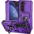 thumbnail image 1 of Phone Case for Samsung Z Fold 6 Case with Ring Holder Camera Lens Protector Slide Cover Black Shockproof Samsung Galaxy Z Fold 6 Case Rugged Heavy Duty with Pen Slot (Purple), 1 of 16