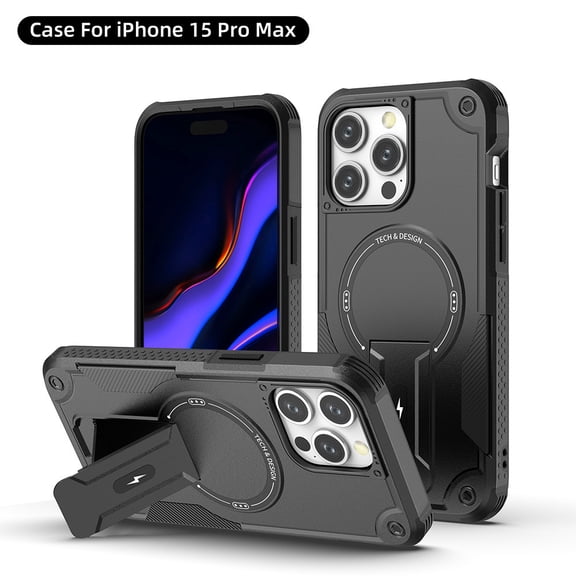Phone Case Stealth Magnetic Holder Mobile Phone Case for IPhone15 with Lanyard Support Unlimited Charging Anti-drop Apple Protective Case
