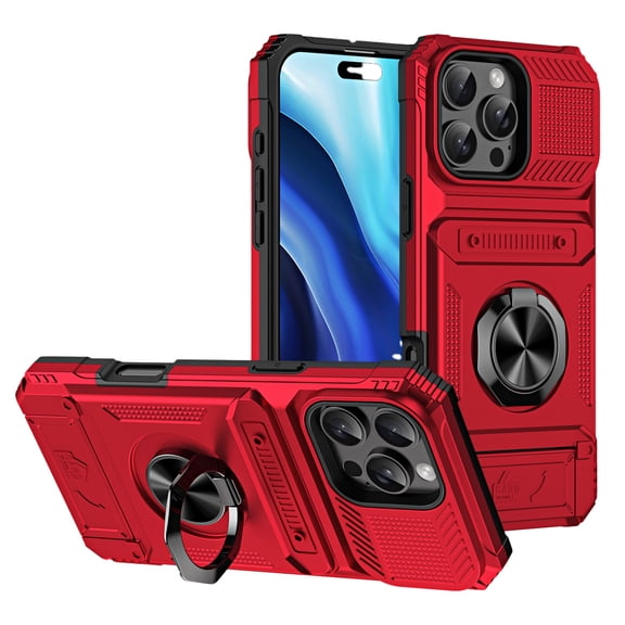 Phone Case Stylish with Volume Control with Foldable Arm Design Full Body Rugged Armor Case Deep Bass Experience Red Exclusive Diamond Grade Advanced Stealth Series Red