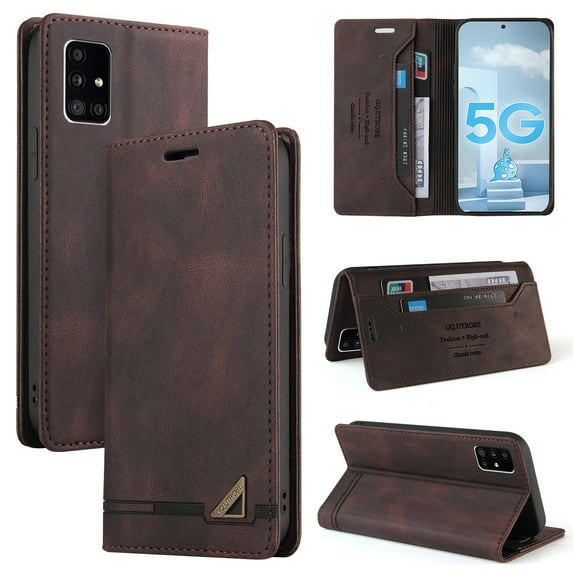 Phone Case Suited For Samsung Galaxy A71 5G,RFID Blocking Card Pocket Wallet Magnetic Folio Flip Kickstand Shockproof Full Protection Case Cover For Samsung Galaxy A71 5G,Brown