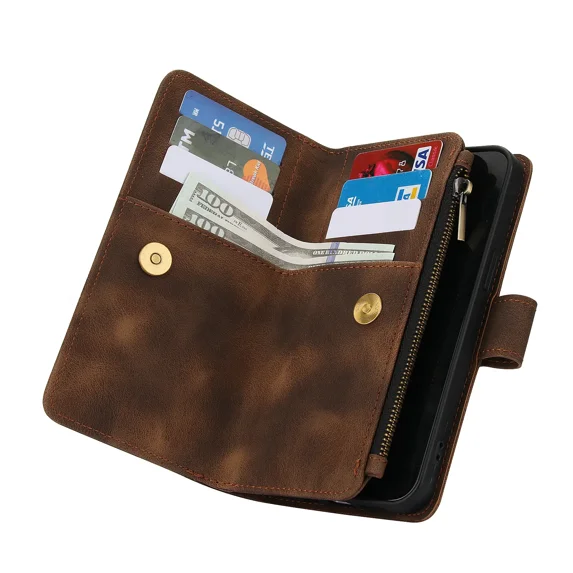 Phone Case Wallet Case for iPhone 11Pro PU Leather Magnetic Handbag Zipper Pocket Card Slots