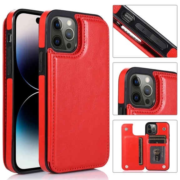 Phone Case Wallet Case for iPhone 12 PU Leather Magnetic Handbag Zipper Pocket Card Slots