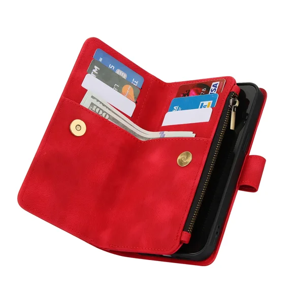 Phone Case Wallet Case for iPhone 13 PU Leather Magnetic Handbag Zipper Pocket Card Slots