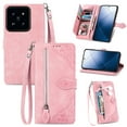 thumbnail image 1 of Phone Case for Xiaomi 14T Pro, Shockproof PU Leather Wallet Case with Card Slots Anti-Scratch Stand Magnetic Flip Zipper Pocket Cover for Xiaomi 14T Pro, Pink, 1 of 5