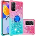 thumbnail image 1 of Phone Case for Xiaomi Redmi Note 11 Pro 5G/4G, Shiny Bling Quicksand Effect TPU Bumper Case with Four Corners Protection Cover for Redmi Note 11 Pro 5G/4G, Pink Blue, 1 of 14