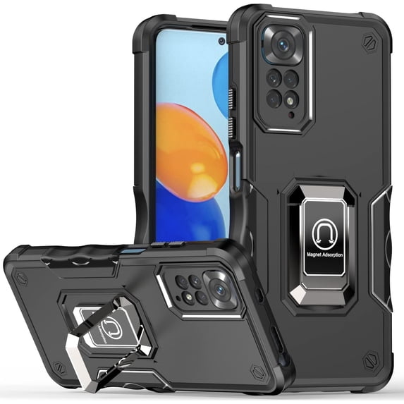 Phone Case for Xiaomi Redmi Note 11 Pro with Magnetic Kickstand, Military Grade Shockproof Heavy Duty Protective Phone Cover for Xiaomi Redmi Note 11 Pro+ JQBlack