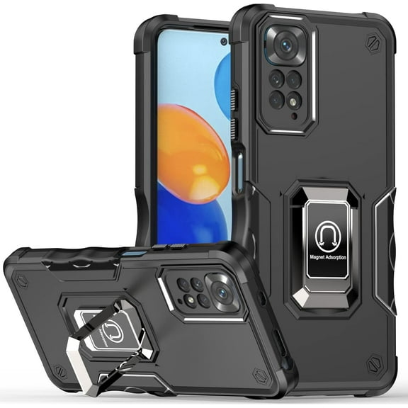 Phone Case for Xiaomi Redmi Note 11 Pro with Magnetic Kickstand, Military Grade Shockproof Heavy Duty Protective Phone Cover for Xiaomi Redmi Note 11 Pro+ JQBlack