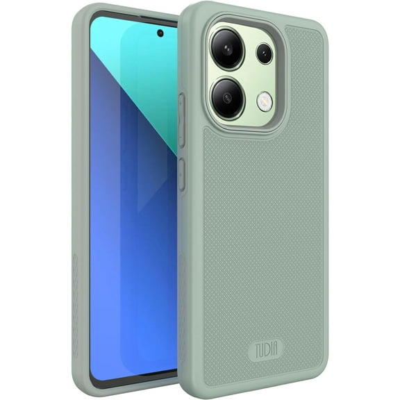 TUDIA MergeGrip Xiaomi Redmi Note 13 4G Case 2024 Heavy Duty Phone Case - Green Lily